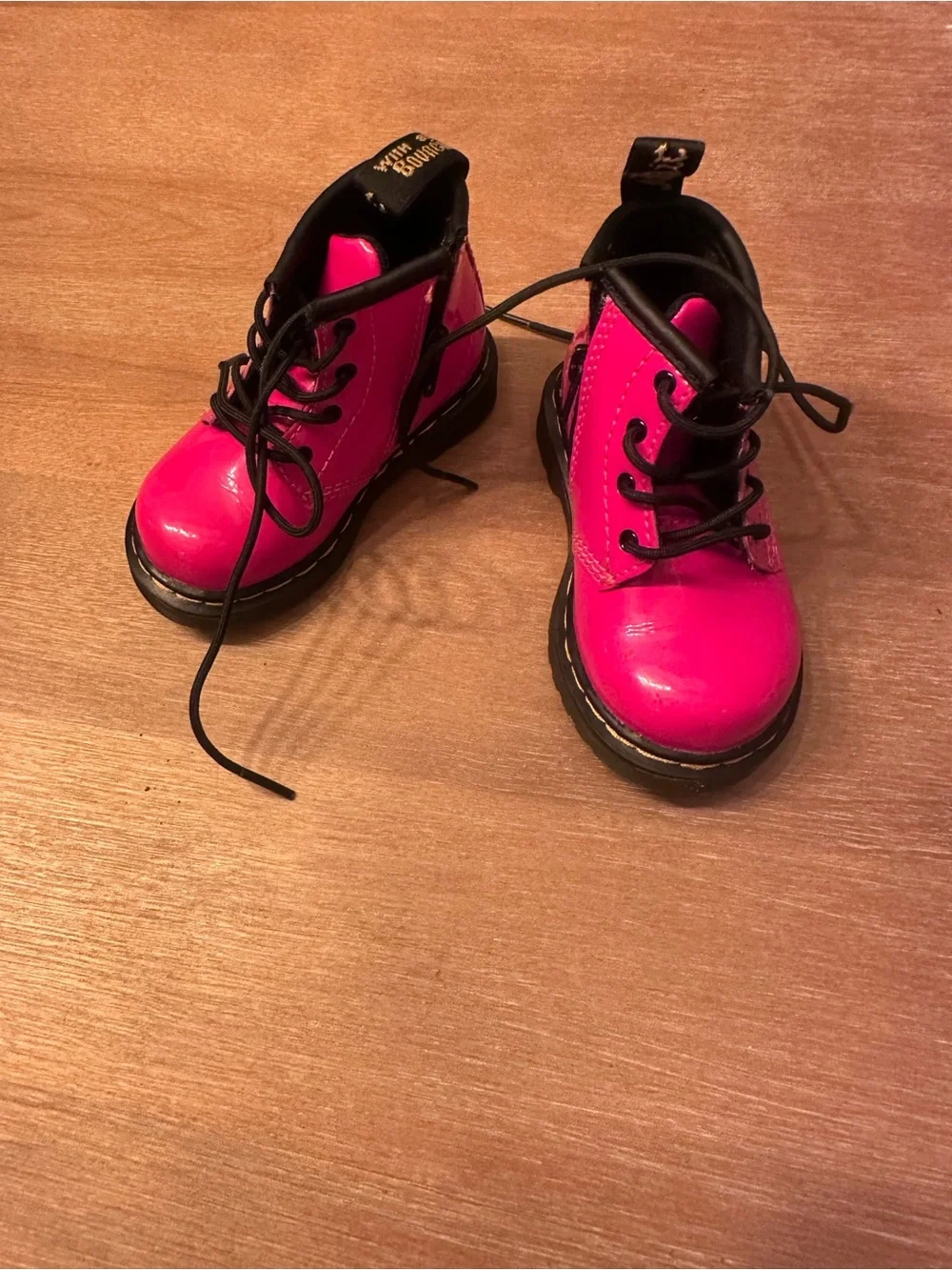 Kids Dr. MARTENS Hot Pink Lace-Up Ankle Boots